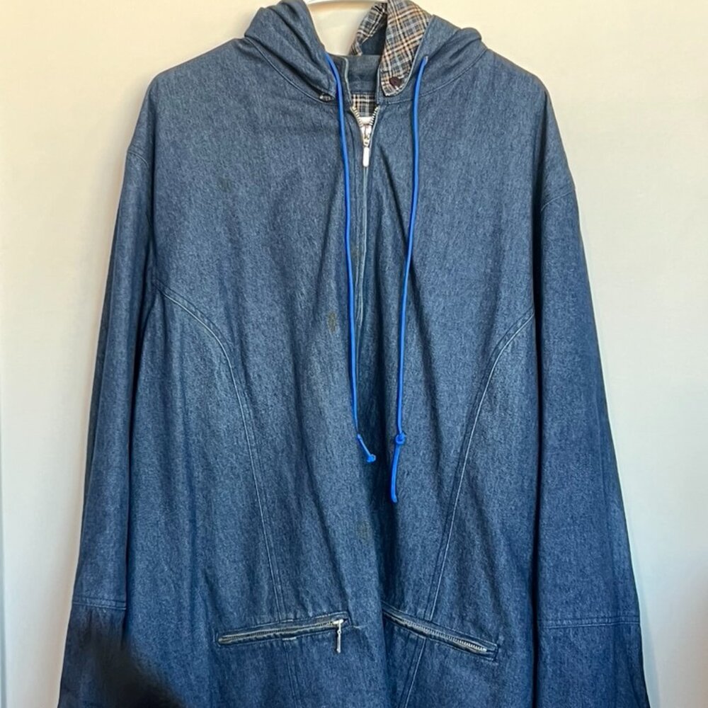 Hooded and Zippered Denim Jacket